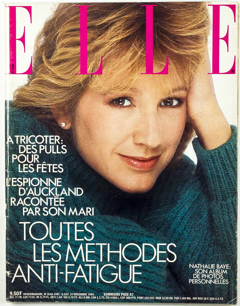 Nathalie Baye RAINBOW WARRIOR NZ Knitwear ELLE magazine November 1985