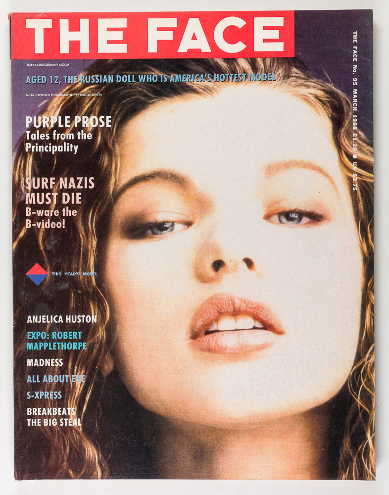 MILLA JOVOVICH Madness ANJELICA HUSTON Robert Marplethorpe THE FACE March 1988