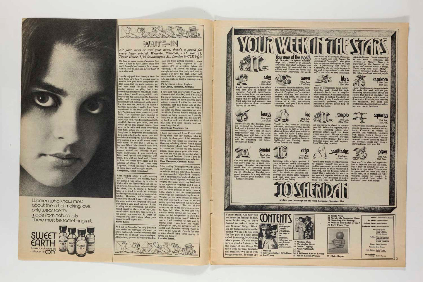 Gilbert O'Sullivan ANNE NIGHTINGALE Chinese PETTICOAT Magazine November 1973