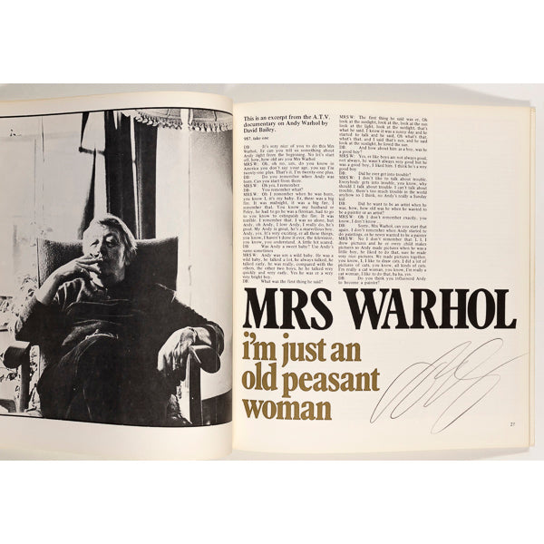 David Bailey's THE IMAGE magazine ANDY WARHOL Bruce Rae 1973 ~ Signed