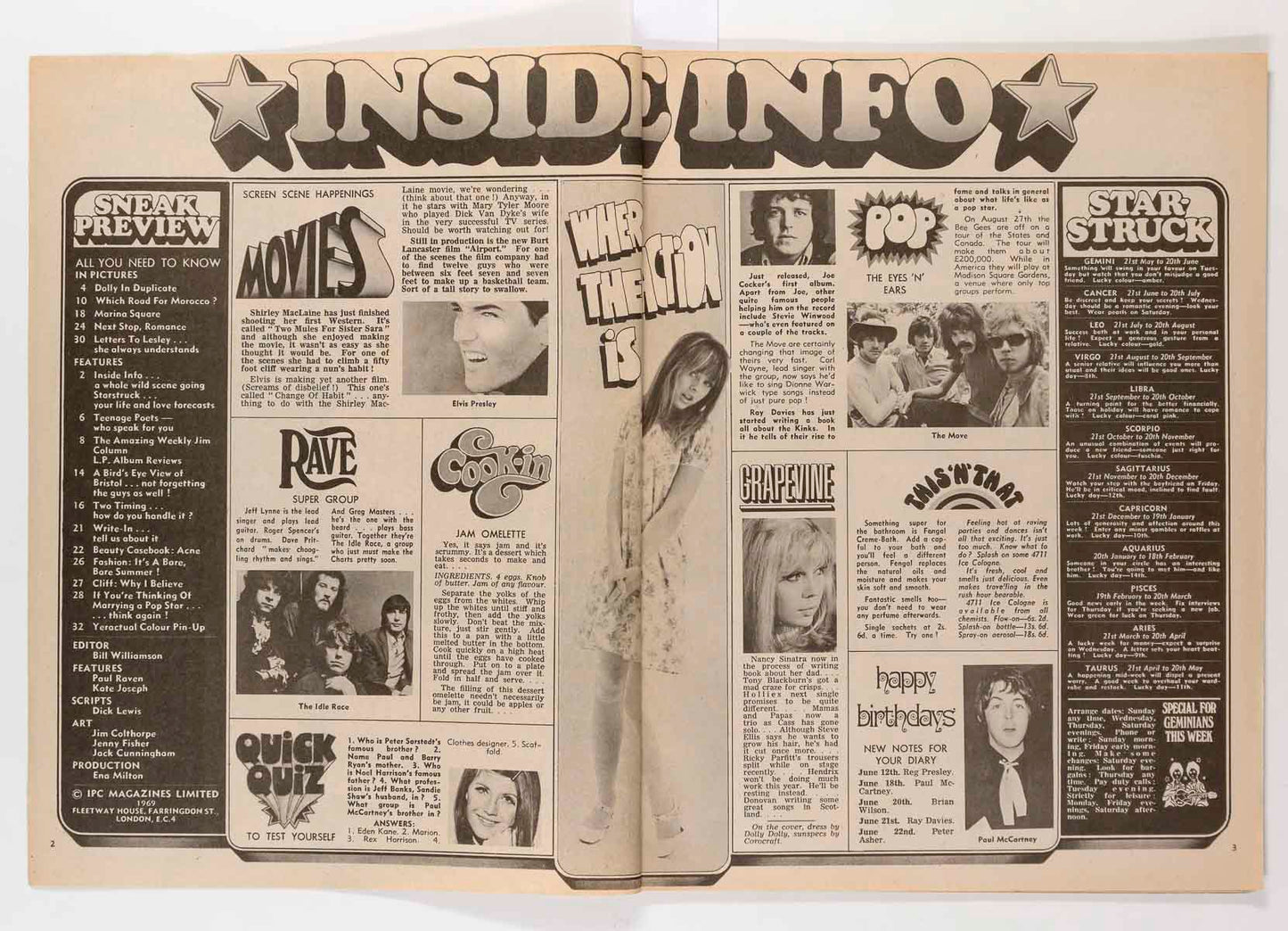 Samantha Juste BARRY GIBB Monkees Bristol Mirabelle magazine June 1969