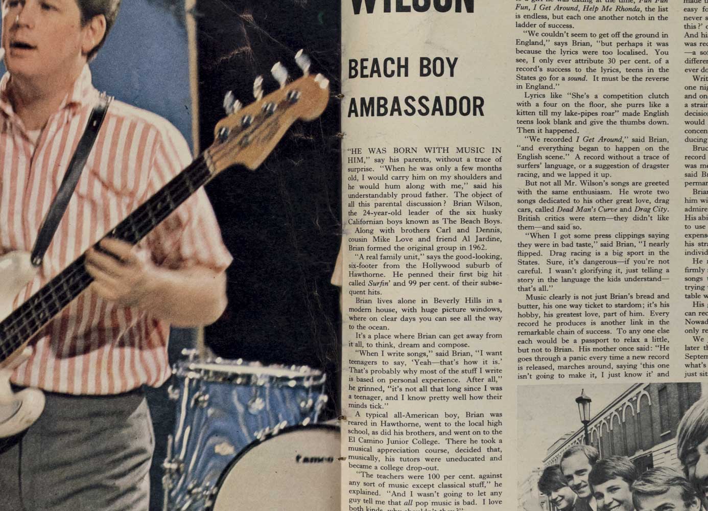 Brian Wilson BEACH BOYS Surfing CILLA Petticoat magazine 16 July 1966
