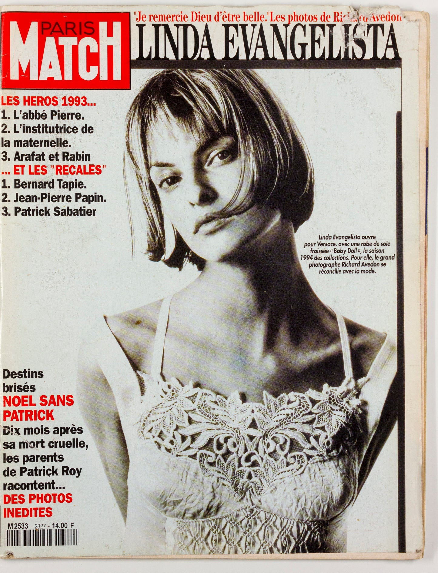 That Versace Dress Safety Pin Linda Evangelista Paris Match magazine