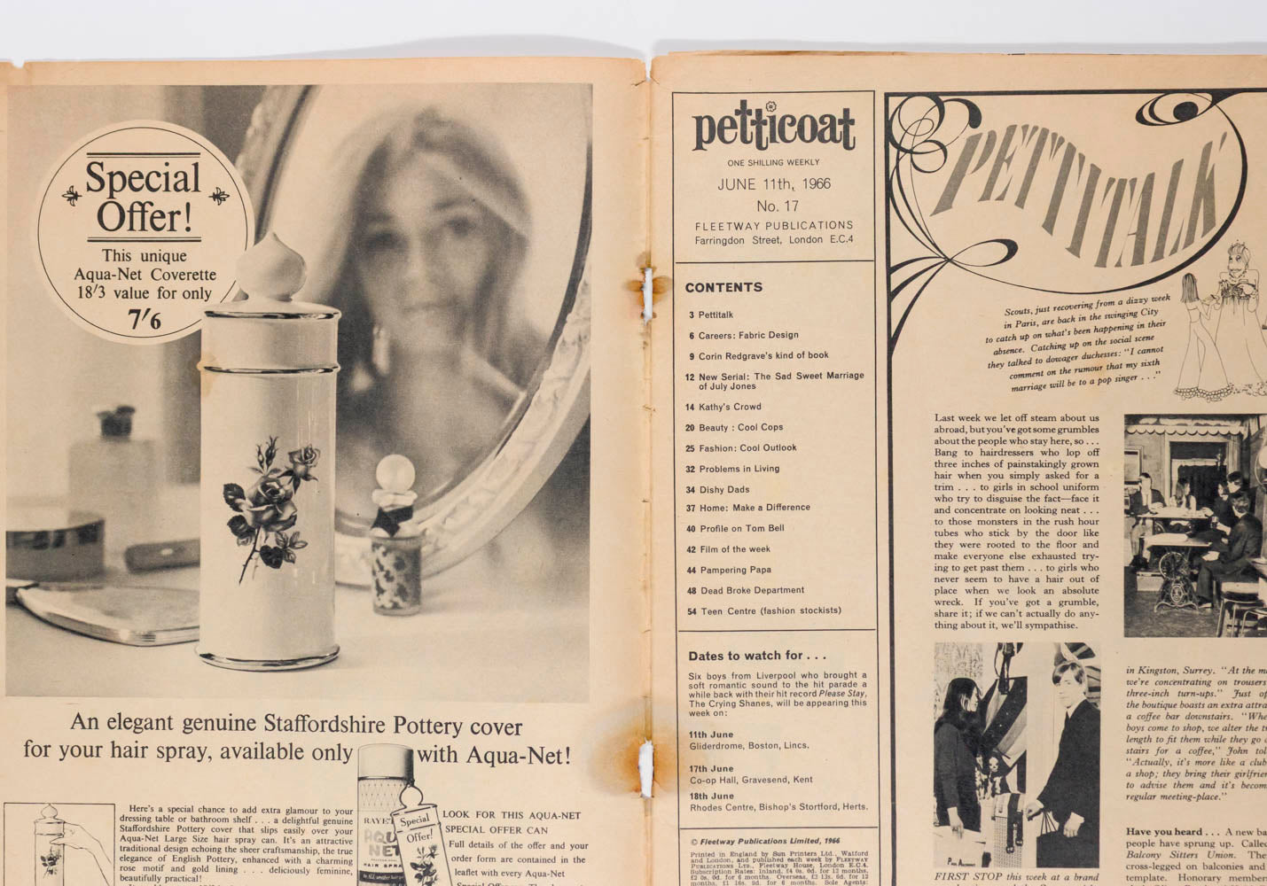 ALTHEA McNISH Corin Redgrave TOM BELL Petticoat magazine 11 June 1966