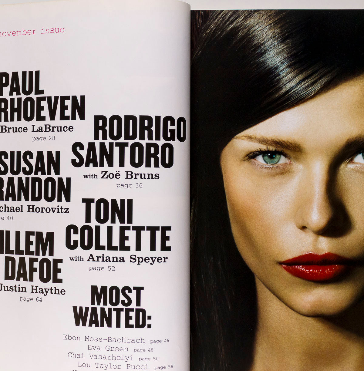 Willem Dafoe EVA GREEN Stephen Shore INDEX magazine November 2003 Paul Verhoeven