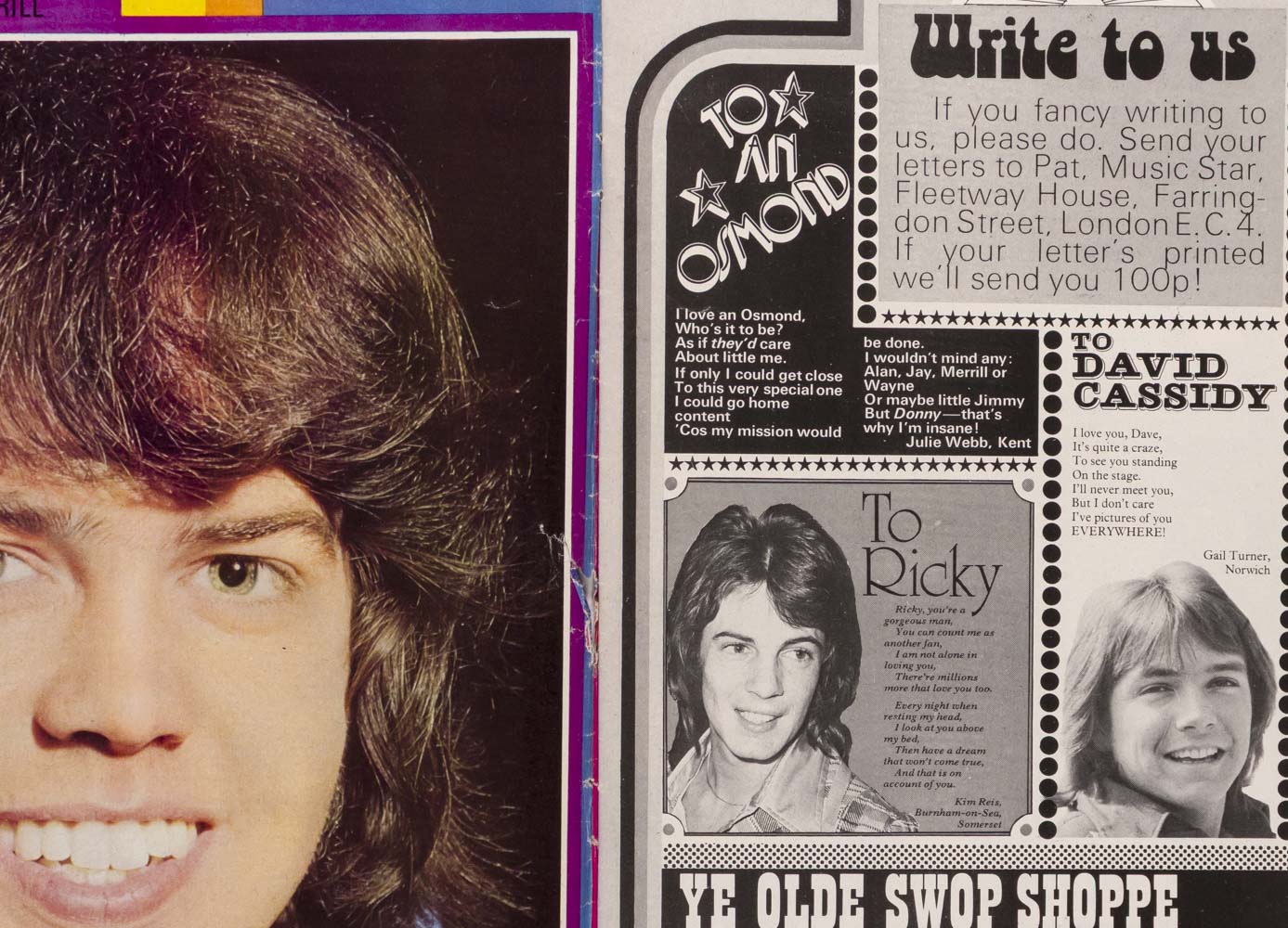 DONNY OSMOND Michael Jackson RICK SPRINGFIELD Music Star 13 March 1973