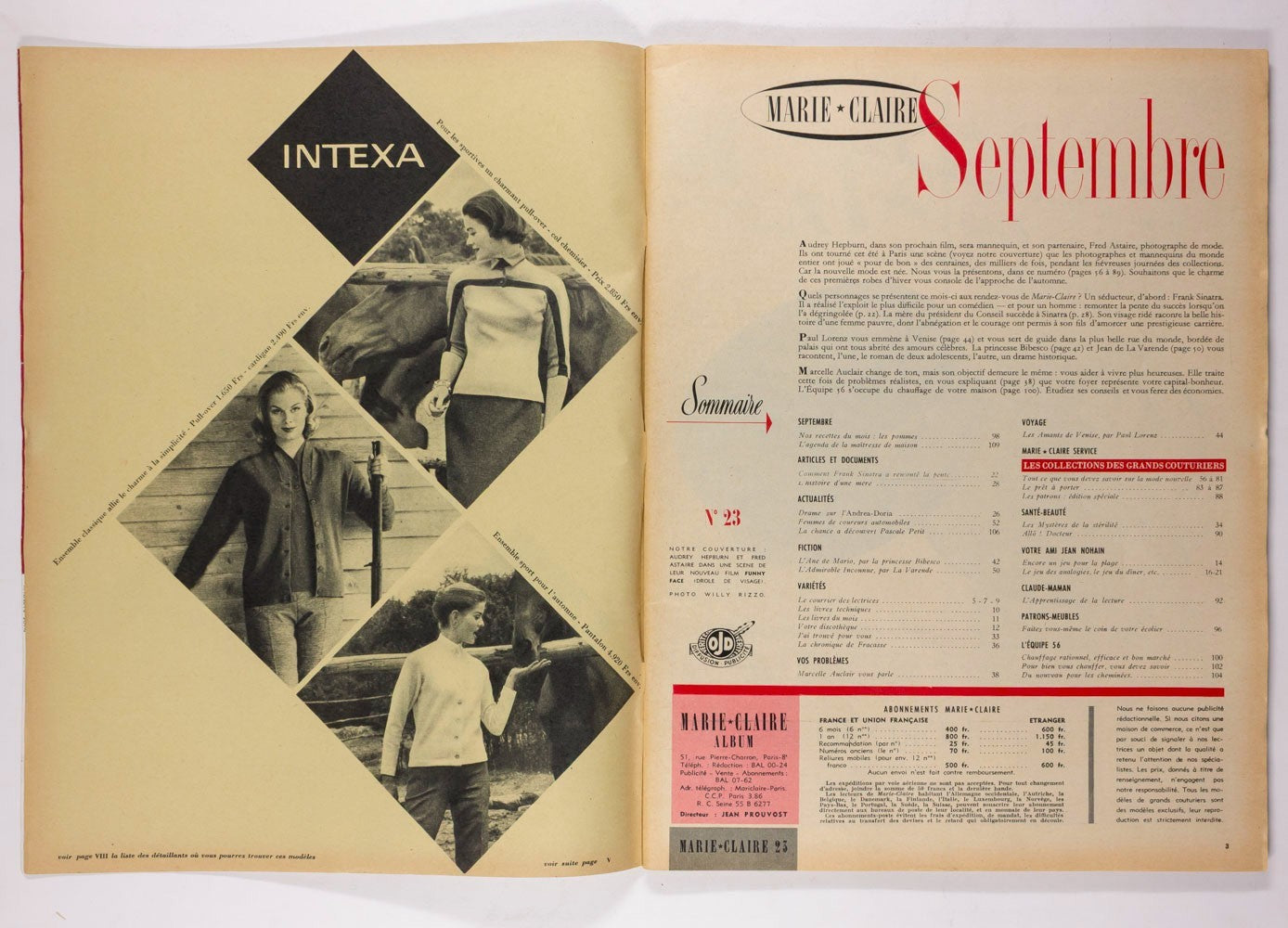 AUDREY HEPBURN Fred Astaire FRANK SINATRA Couture MARIE CLAIRE September 1956