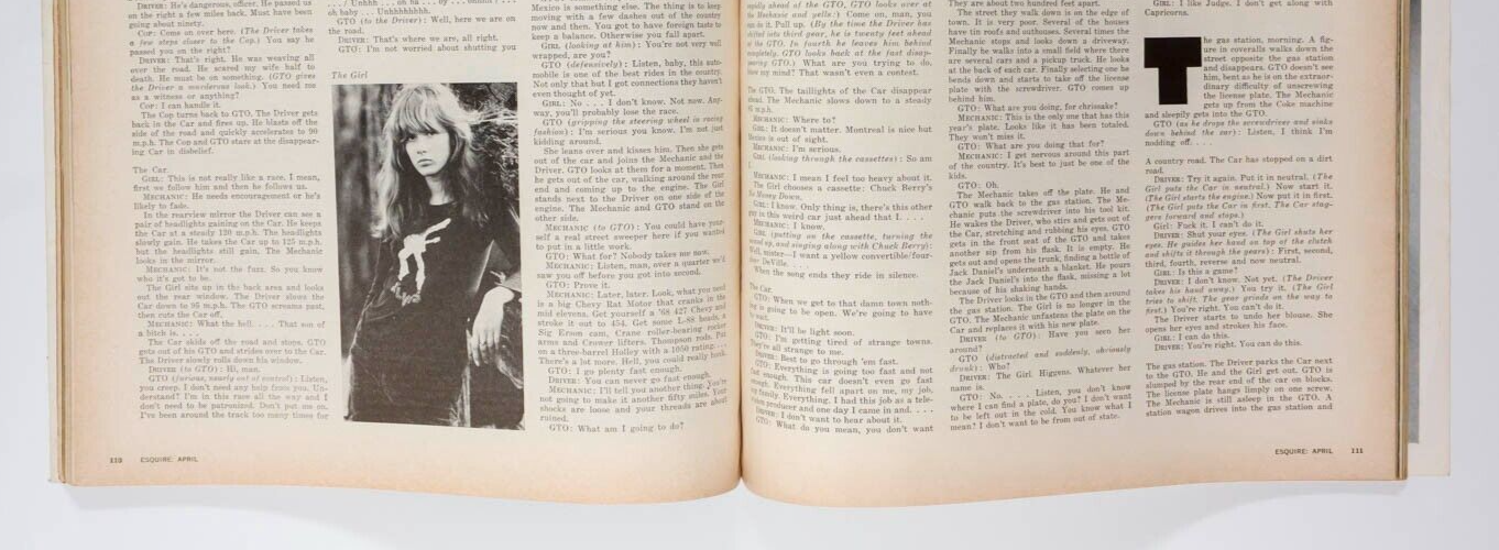 TWO LANE BLACKTOP George Lois CARL FISCHER Will Corry ESQUIRE magazine 1971 Apr