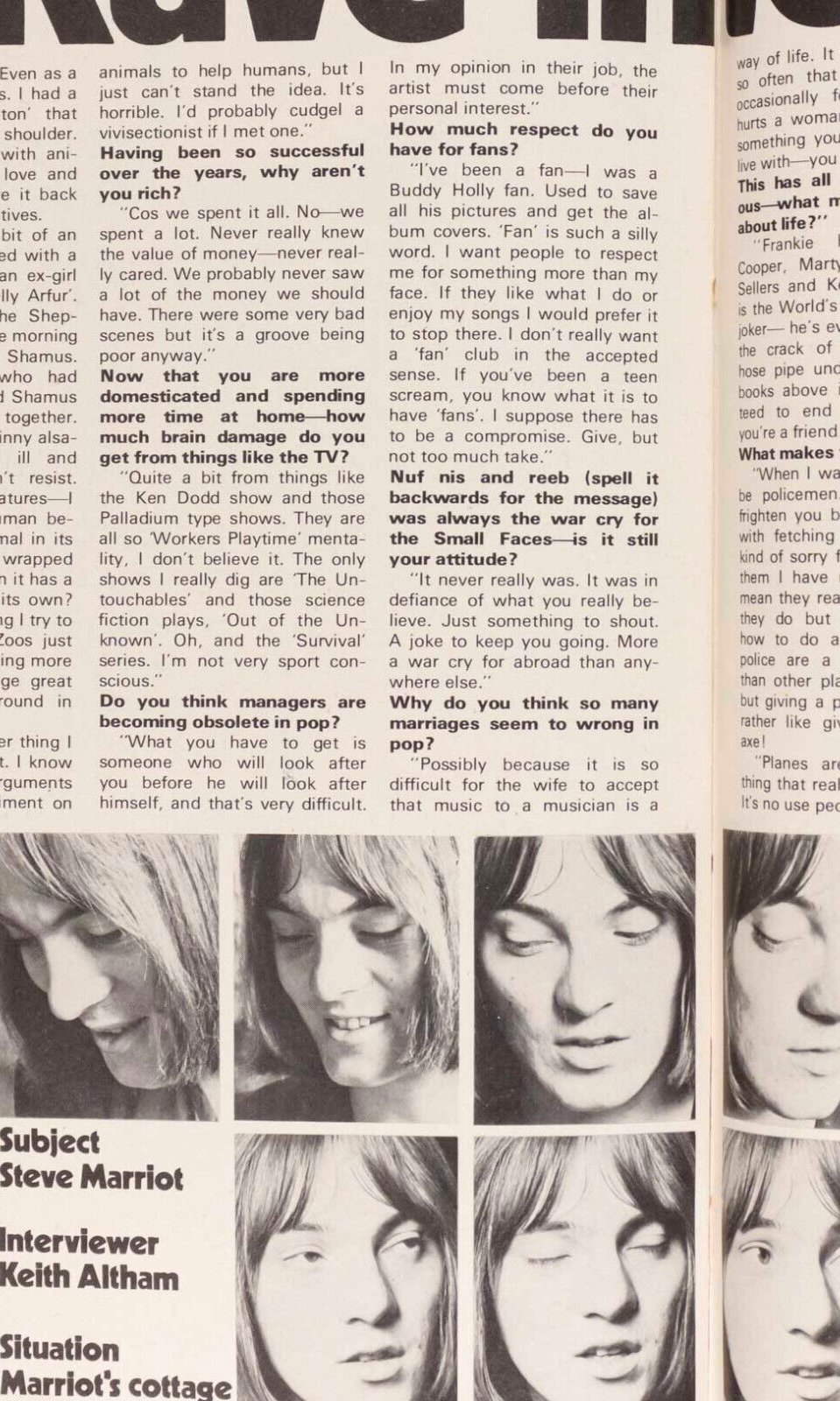 PETER GREEN Barry Robin Gibb STEVE MARRIOT Mouche KENNY EVERETT Rave magazine UK