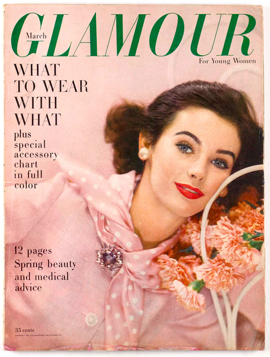Spring Beauty WHAT TO WEAR WITH Chart GLAMOUR magazine March 1952 Fashion US vtg