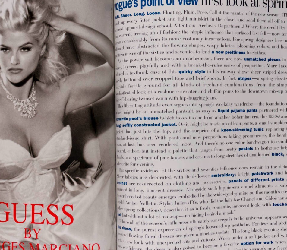 Amber Valletta ANNA NICOLE SMITH Helena Christensen VOGUE June 1993 Turlington