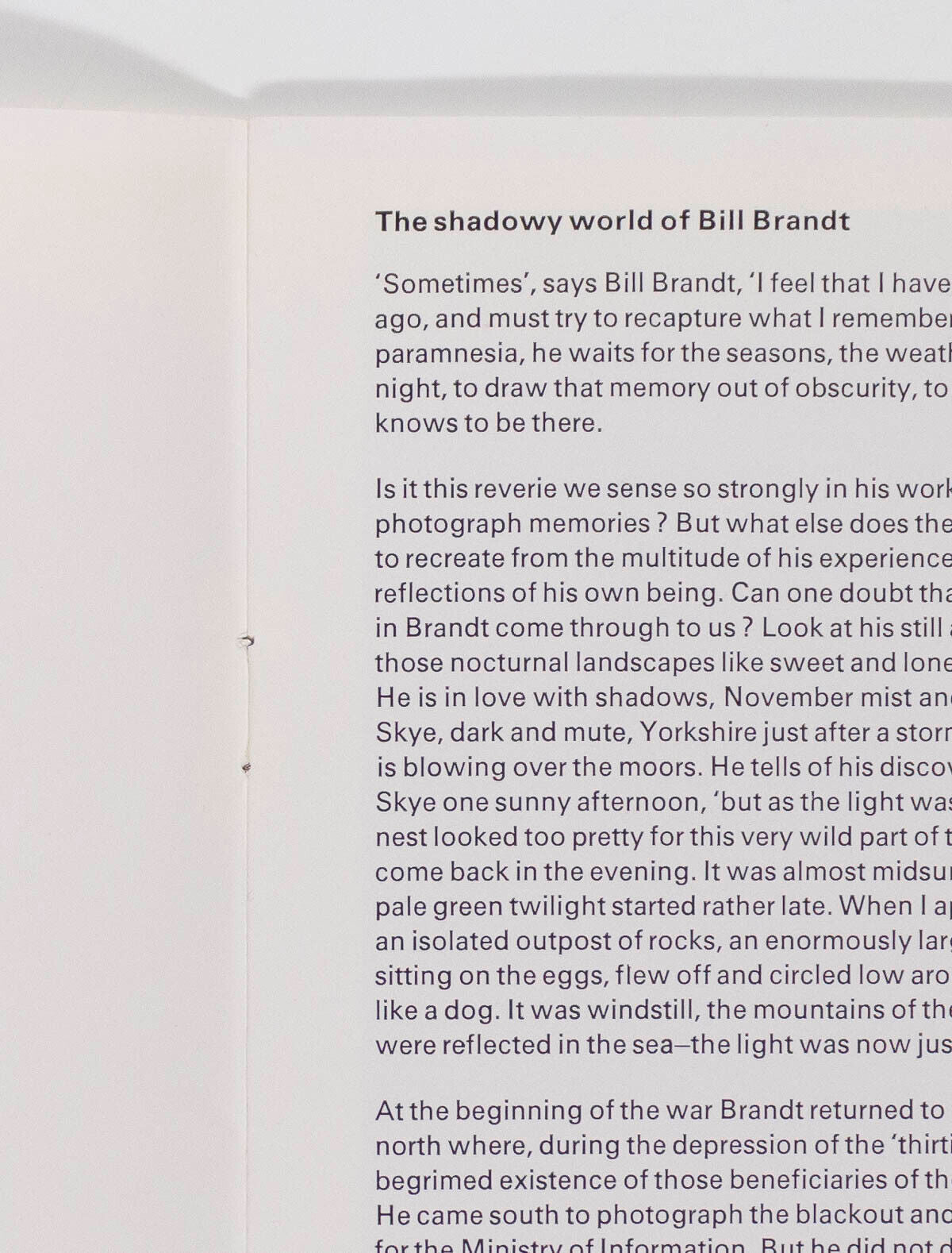 BILL BRANDT Photographs exhibition photo catalogue ARTS COUNCIL Herbert Spencer