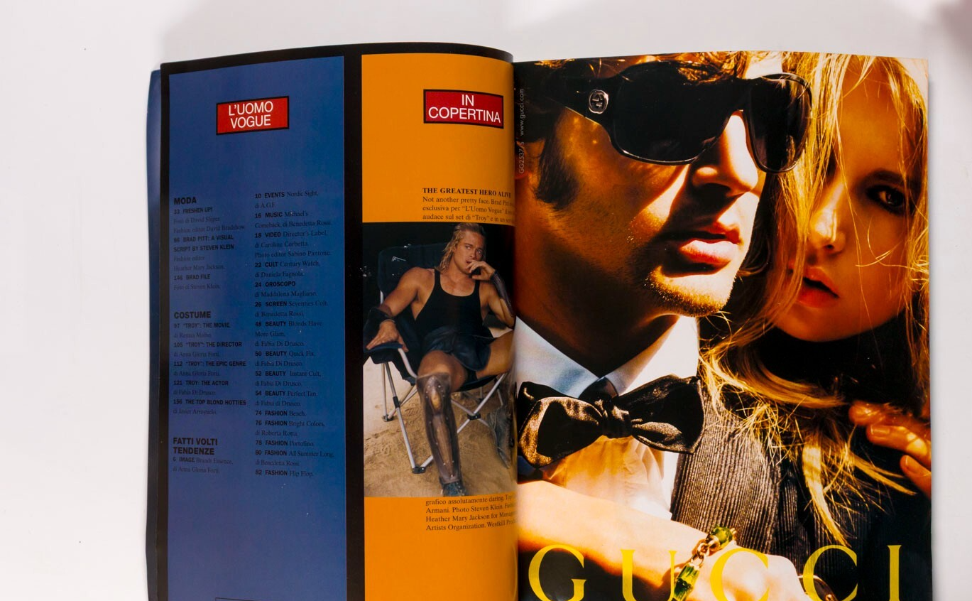 Brad Pitt STEVEN KLEIN James Spader L'UOMO VOGUE May 2004 Kevin Bacon BLONDE 351