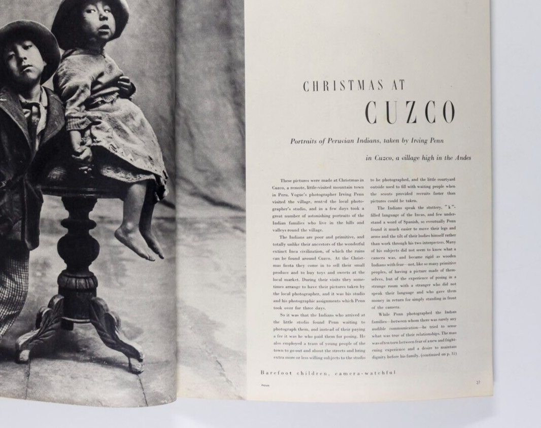 Cuzco IRVING PENN Norman Parkinson CECIL BEATON Soutine VIENNA Ustinov 50s Vogue