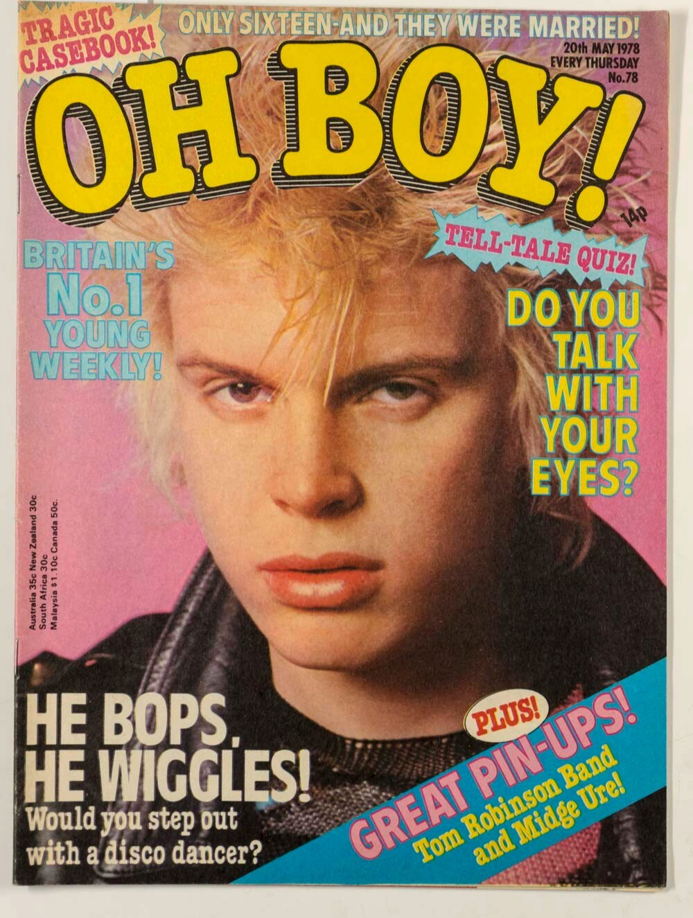 BILLY IDOL Tom Robinson Band MIDGE URE POSTER Gen X OH BOY magazine May 1978 78
