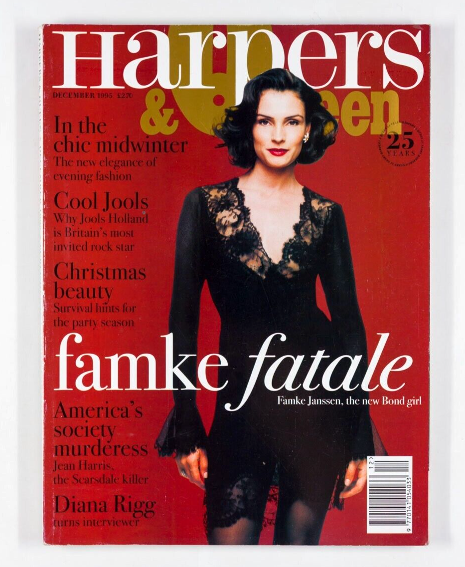 Famke Janssen DIANA RIGG Jools Holland HARPERS & QUEEN December 1995 JEAN HARRIS