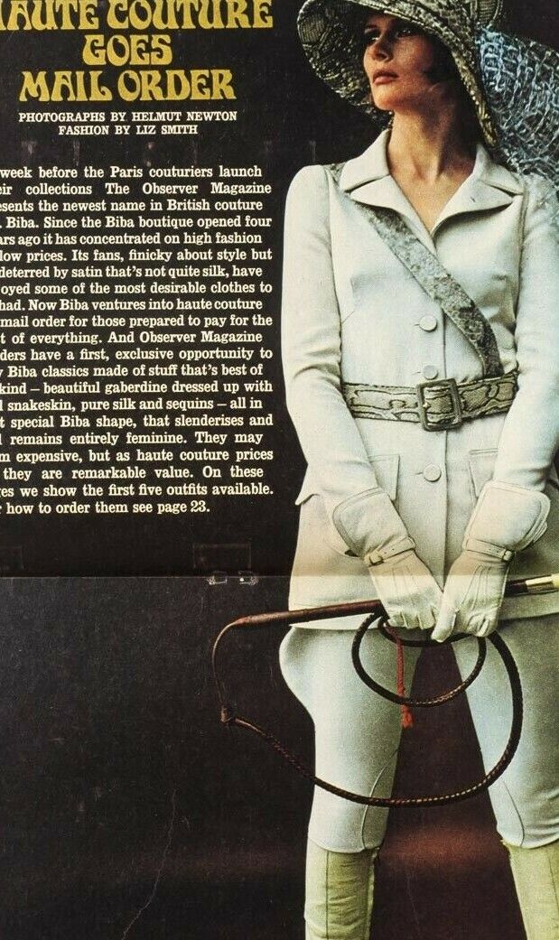 BIBA HAUTE COUTURE MAIL ORDER by HELMUT NEWTON Mrs Nixon ANZIO Observer magazine