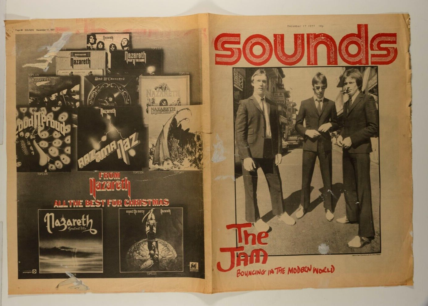 The Jam in San Francisco CHRIS WALTER Nazareth PAUL WELLER Sounds magazine cover