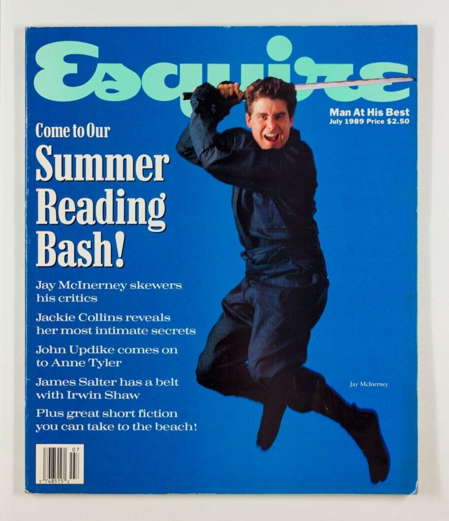 Jay McInerney JOHN UPDIKE Jackie Collins ESQUIRE July 1989 IRWIN SHAW Tom Clancy