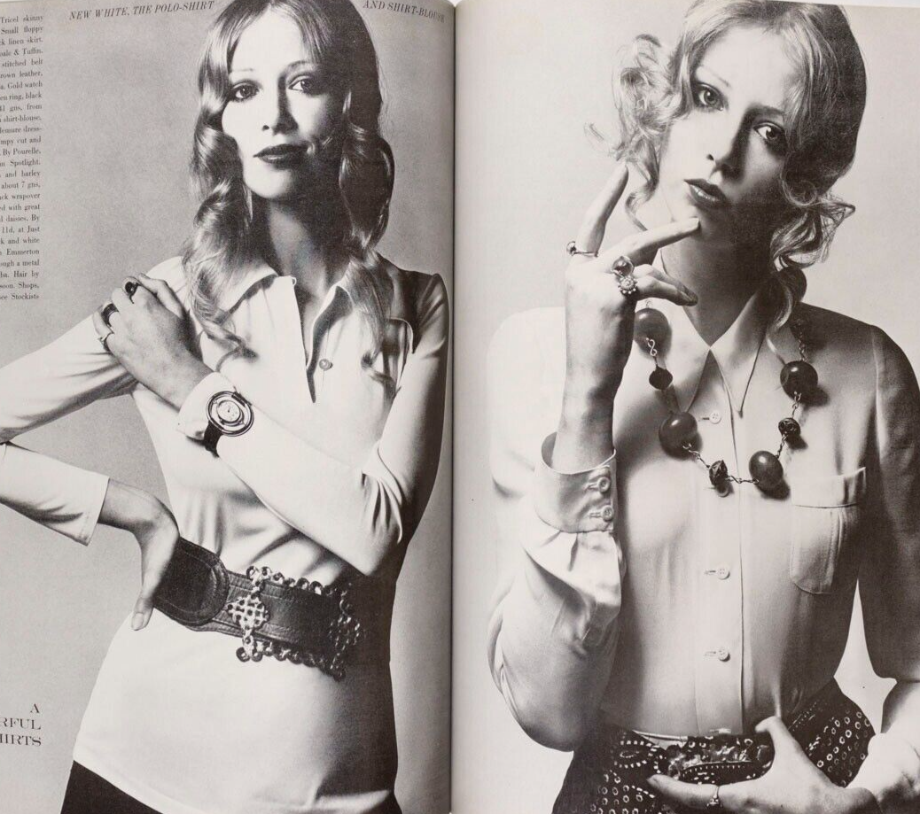 MAUDIE JAMES Guy Bourdin PATTIE BOYD  Vogue April 15th 1969  LINDA THORSON Rolex