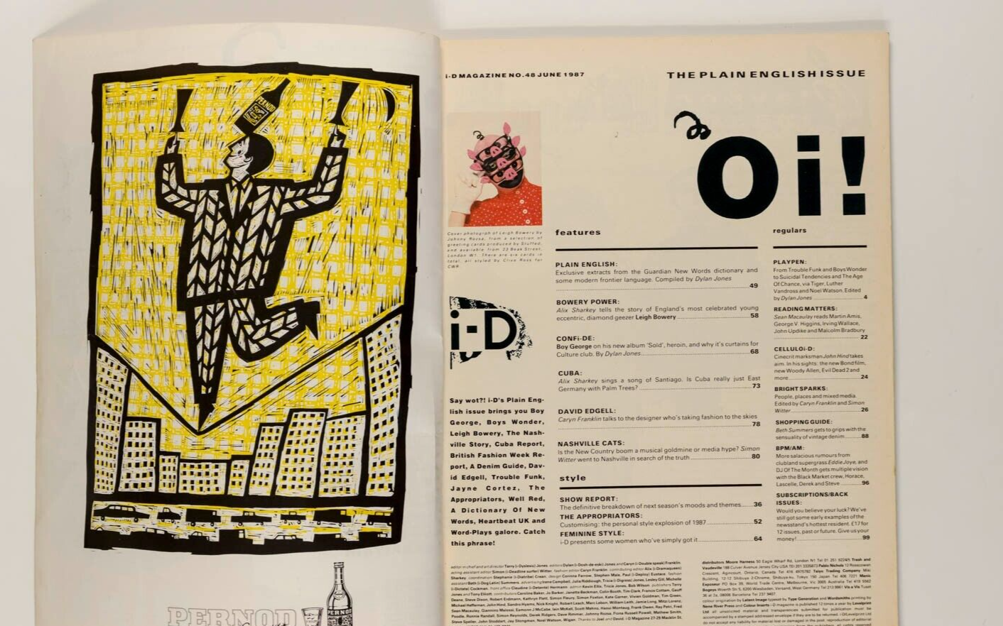 Leigh Bowery BOY GEORGE Suicidal Tendencies MARIA CORNEJO Levis DIY i-D magazine