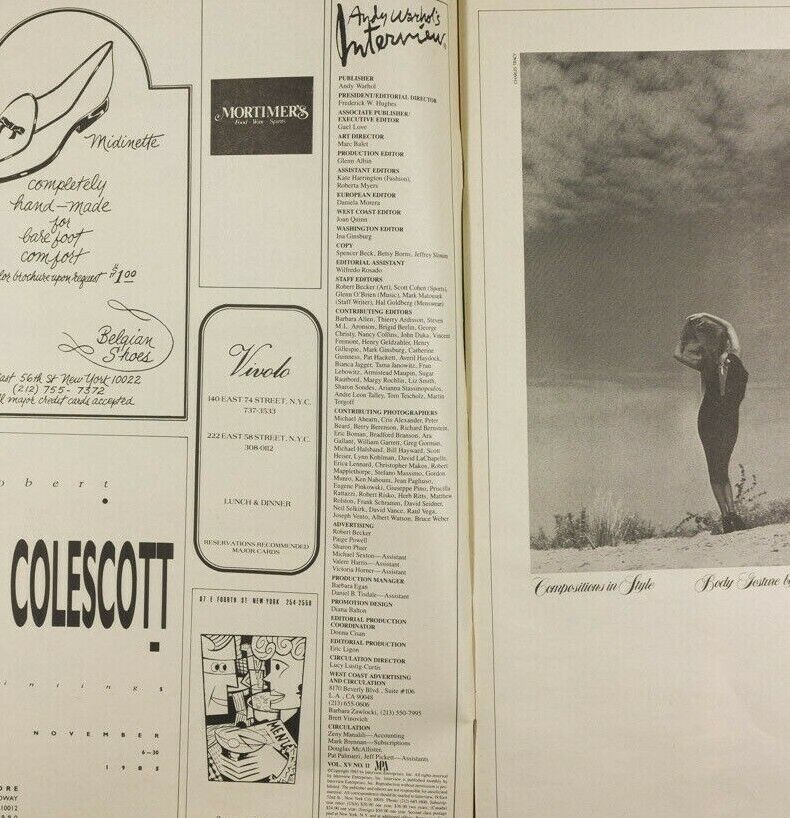 Nick Rhodes DURAN Antonio Lopez ROBERT MAPPLETHORPE Interview magazine 1985 Nov