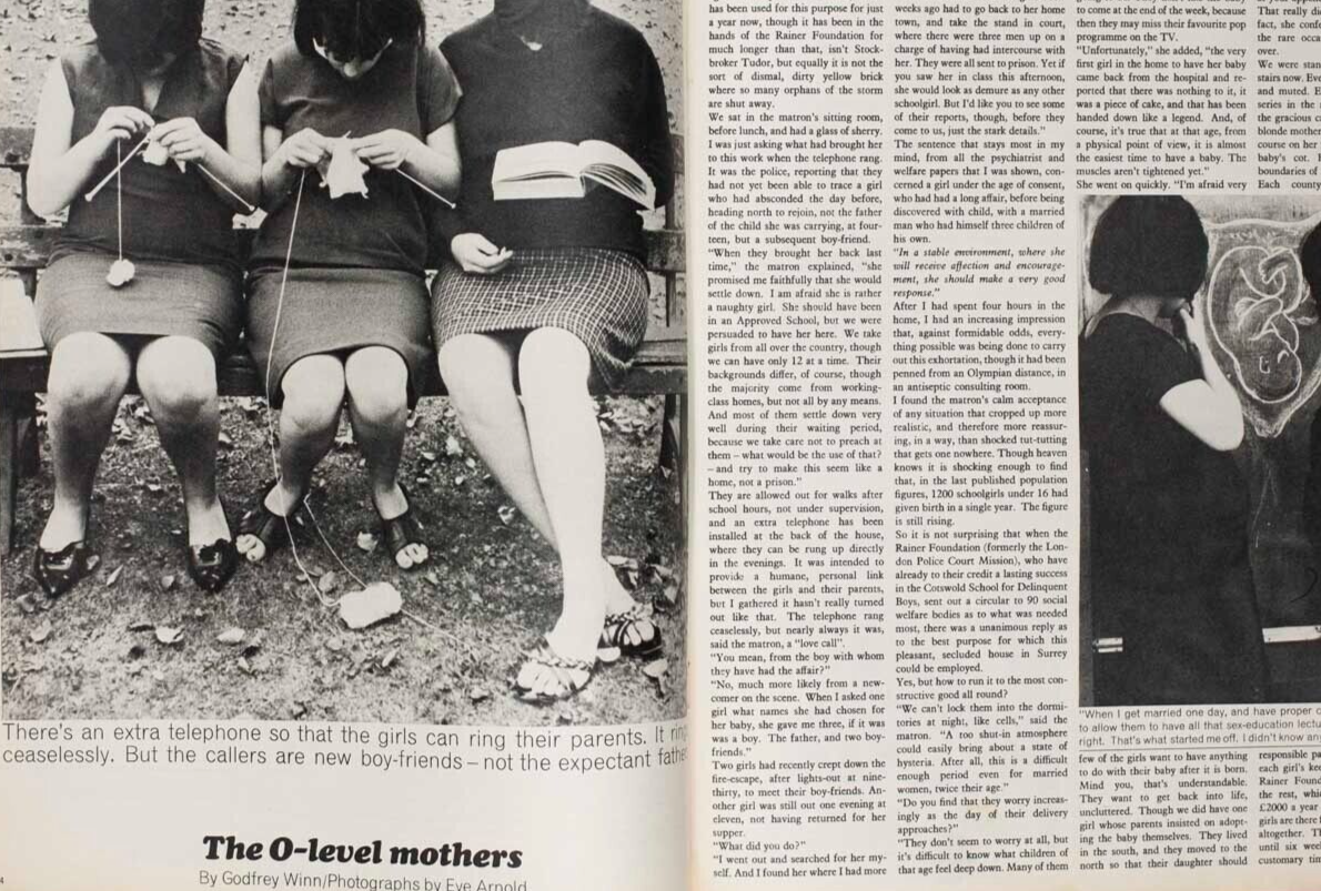 EVE ARNOLD Teenage Mothers POPULATION explosion & control SUNDAY TIMES MAGAZINE