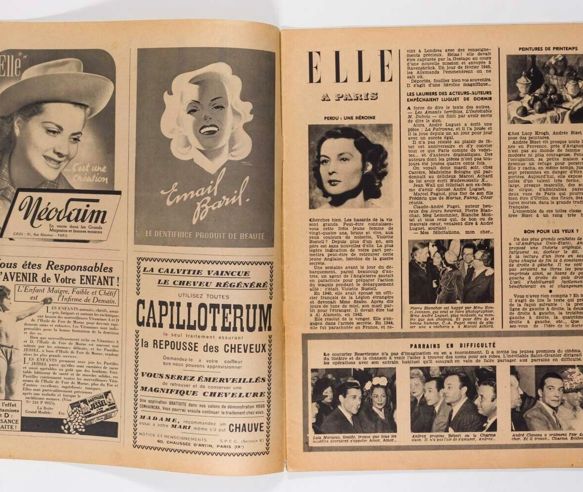 Rene Gruau SCHIAPARELLI Lucien Lelong ELLE FRANCE April 1946 Ballet Russes VTG