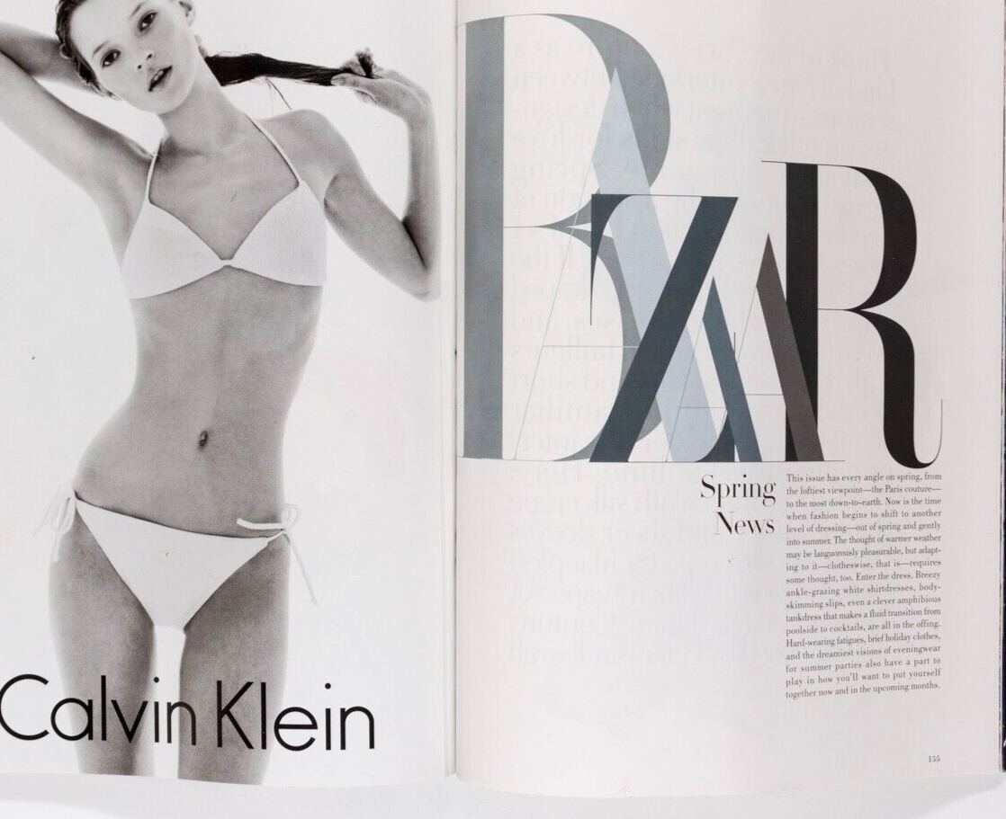Kate Moss CLAUDIA SCHIFFER Carrie Fisher HARPERS April 1994 de Kooning COUTURE