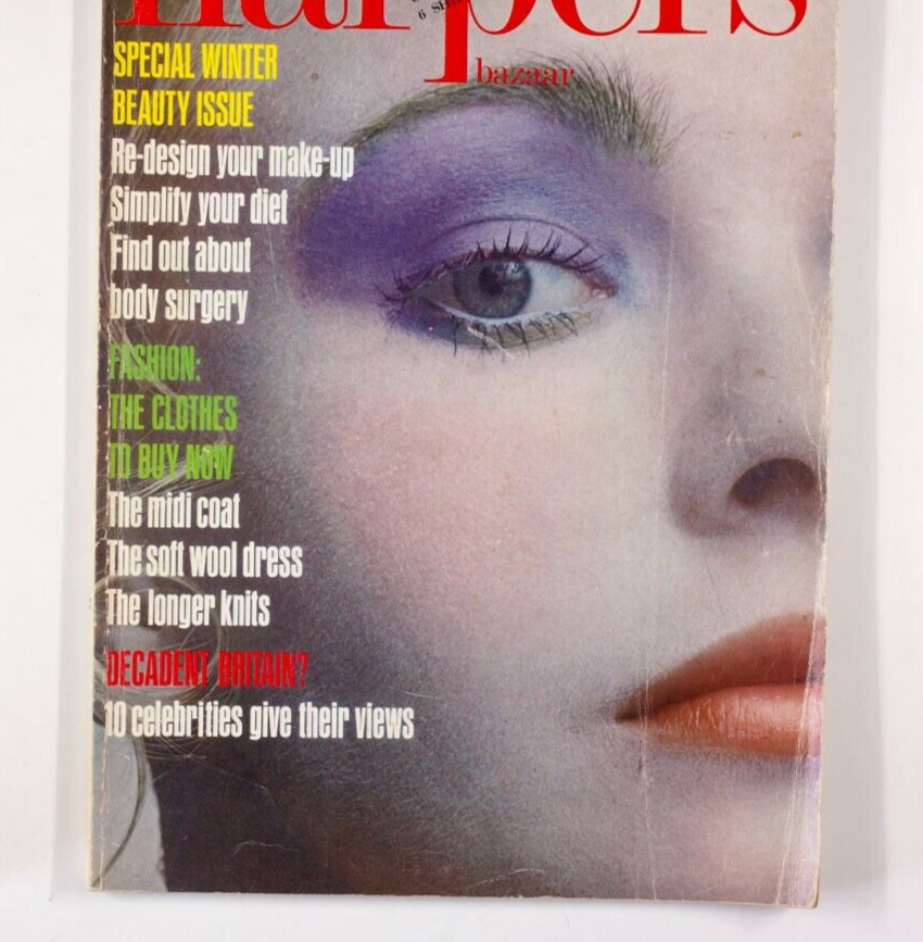 Maudie James BEAUTY ISSUE make-up MIDI COATS Decadent Britain HARPERS BAZAAR vtg