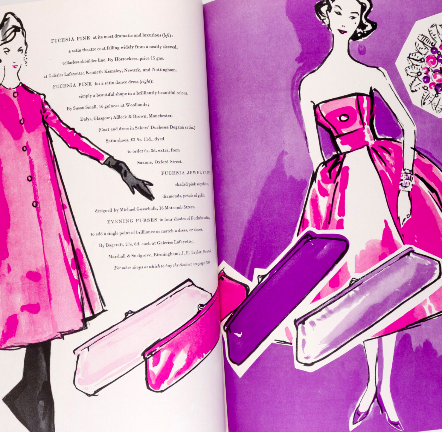 Marie Helene Arnaud NORMAN PARKINSON Helmut Newton RENE BOUCHE vtg FUCHSIA VOGUE