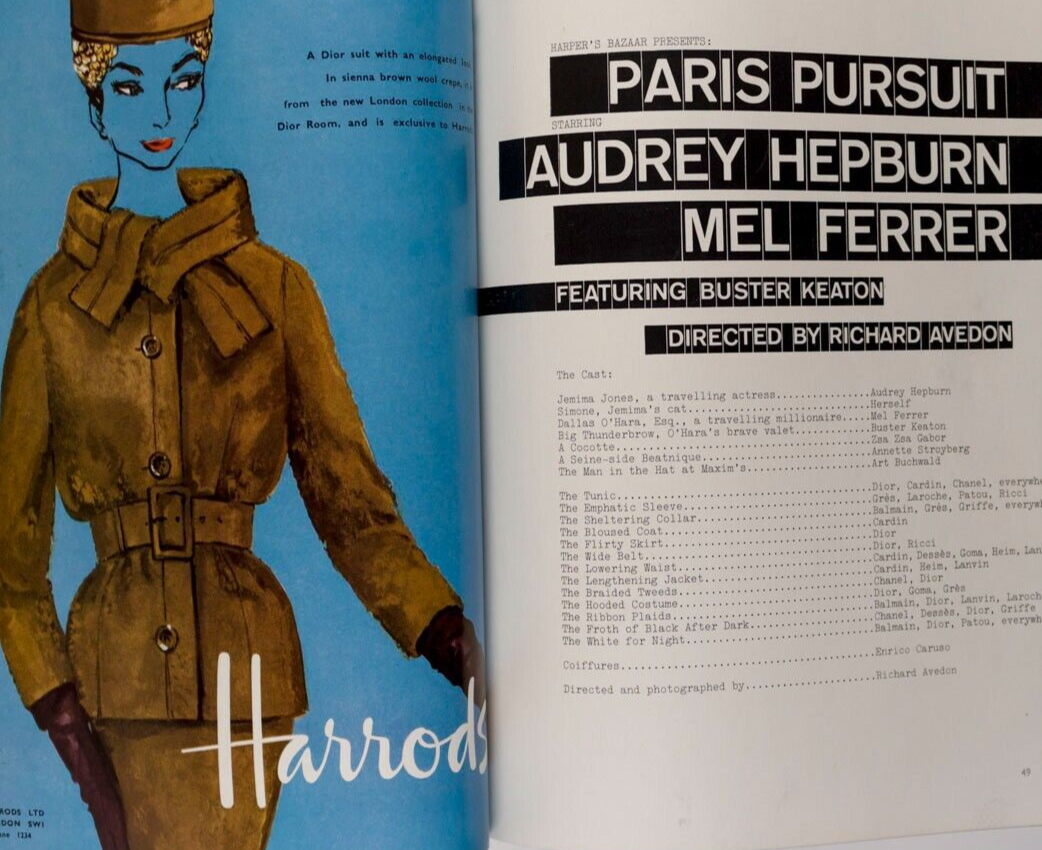 AUDREY HEPBURN Buster Keaton RICHARD AVEDON Paris Pursuit MEL FERRER vtg HARPERS