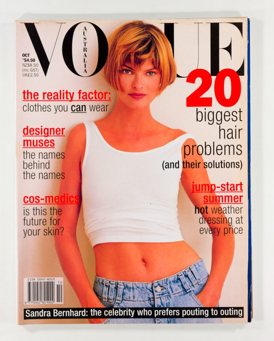 Linda Evangelista DESIGNER MUSES Sandra Bernhard VOGUE AUSTRALIA October 1993