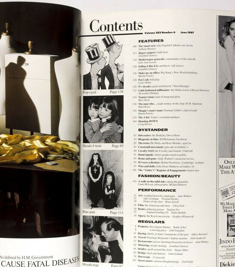 Kim Basinger HERB RITTS Pat Cash ANDY WARHOL Anthony Burgess TATLER magazine VTG