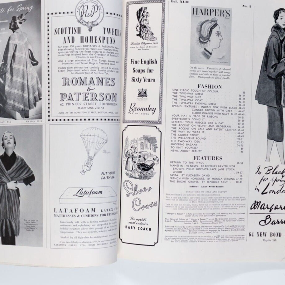 Margaret Leighton NOEL COWARD Tyrol HARPERS February 1950 Corsets JEAN SIMMONS