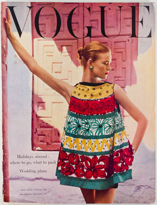 50's FASHION Holiday bridal dressing TRAVEL British Vogue magazine May 1954 vtg