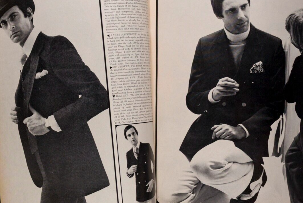 Designers at home RICHARD NEVILLE Caroline Munro HARPERS March 1970 Jules Crahay
