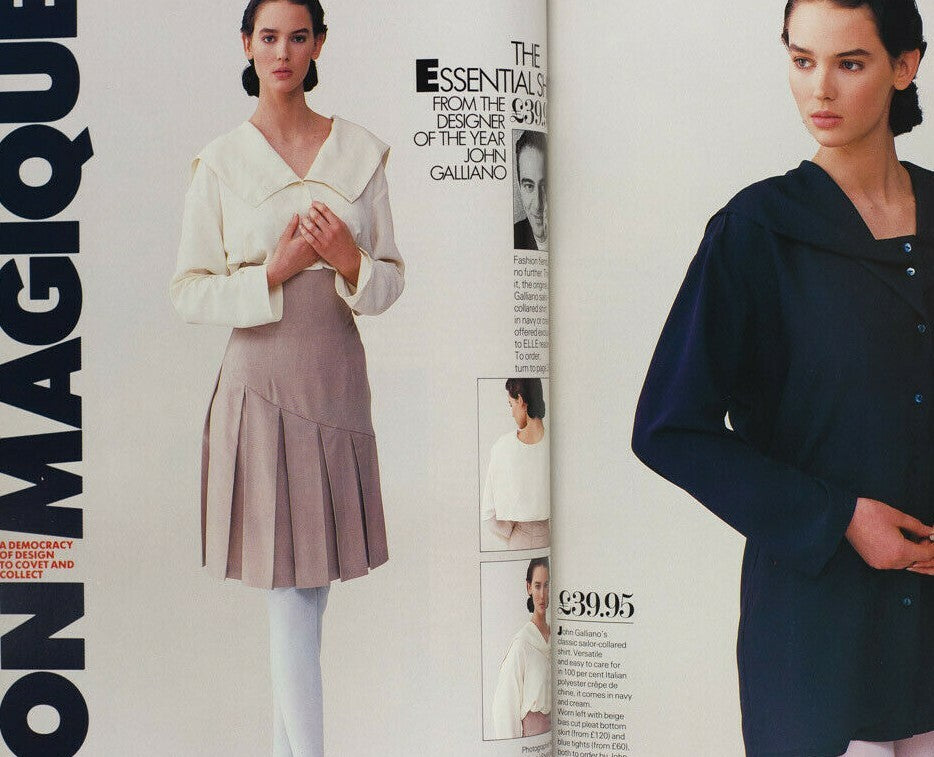 John Galliano NAOMI CAMPBELL Menswear ELLE magazine March 1988 Nell Dunn PAM HOG