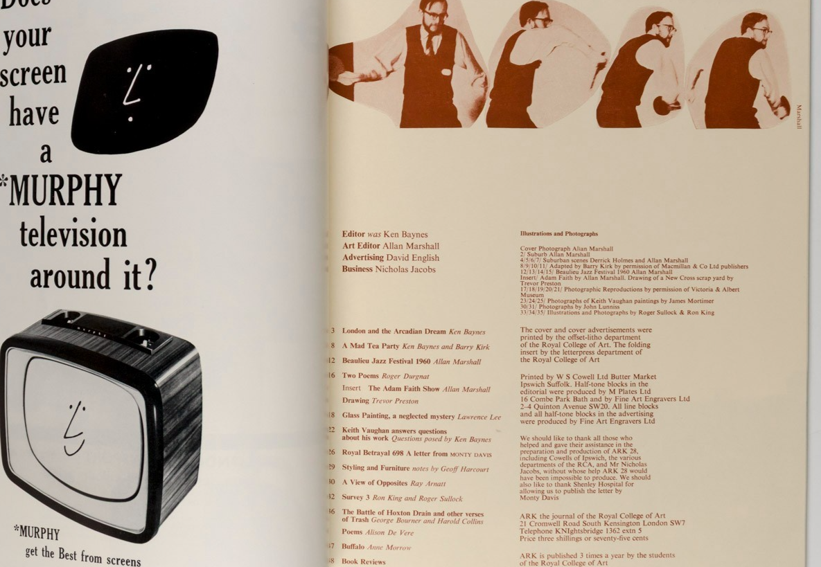 Pauline Boty ADAM FAITH Tenterden ARK MAGAZINE 28 Autumn 1961 Allan Marshall RCA