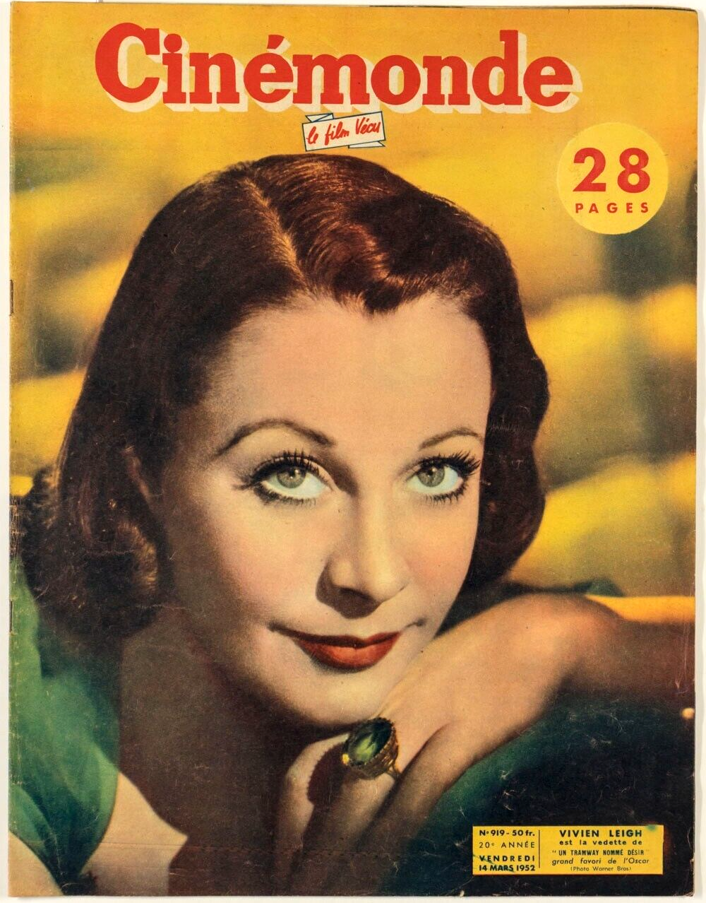 Vivien Leigh CINEMONDE magazine PIER ANGELI Michele Morgan COLETTE March 14 1952