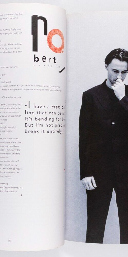 Rose McGowan ROBERT CARLYLE Tony Ward BLACK & WHITE MAGAZINE 1999 Barry Lategan