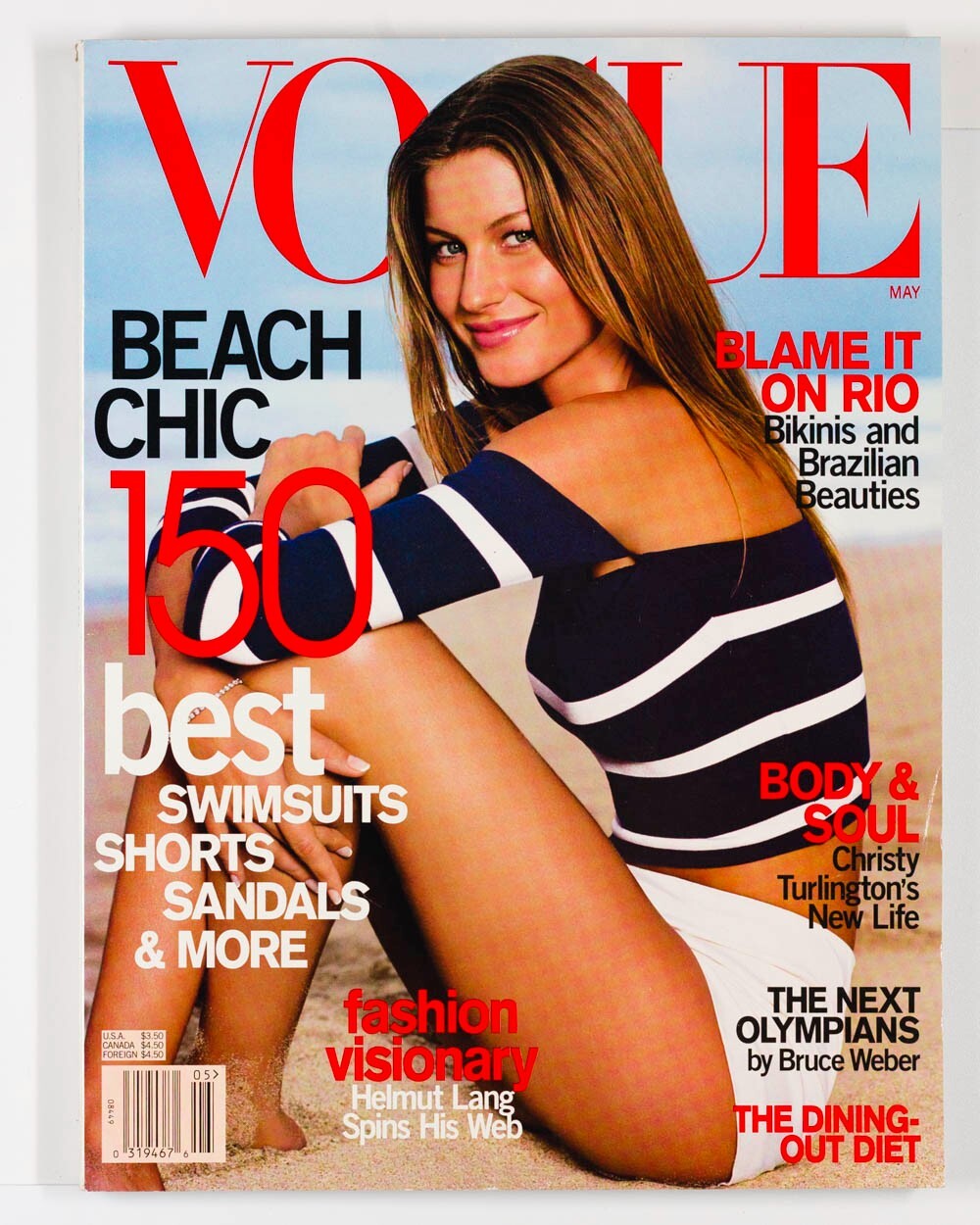 Gisele CHRISTY TURLINGTON Bruce Weber VOGUE MAGAZINE May 2000 US Helmut Lang RIO