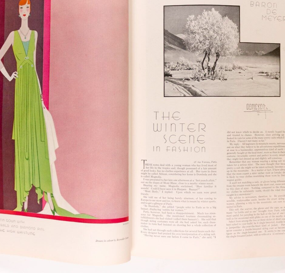 Erte BARON DE MAYER Lanvin HARPERS BAZAAR December 1929 Marmon ALEC WAUGH Worth