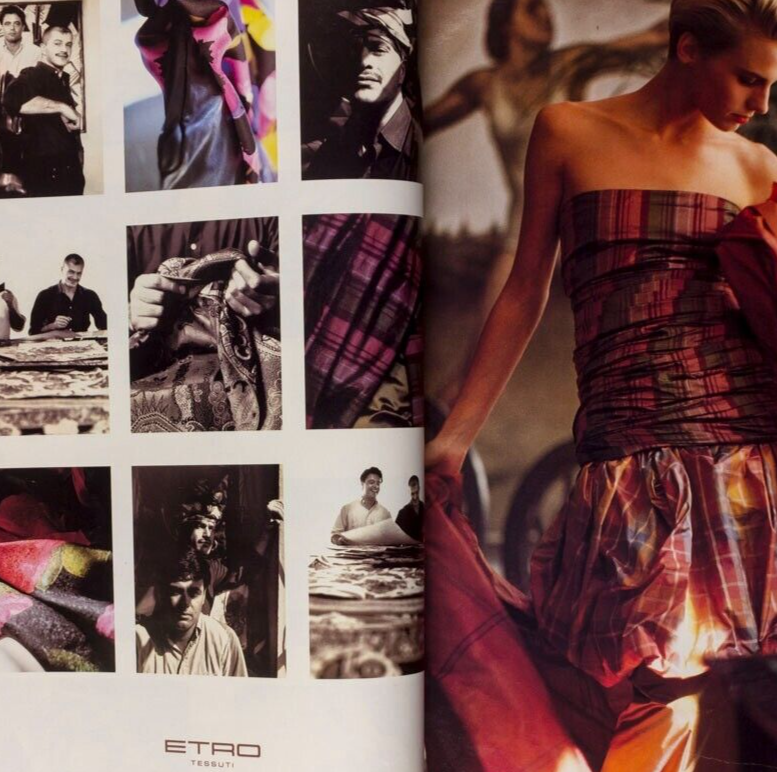 MATS GUSTAFSON silk paisley chiffon taffeta brocade VOGUE ITALIA fabric supp VTG