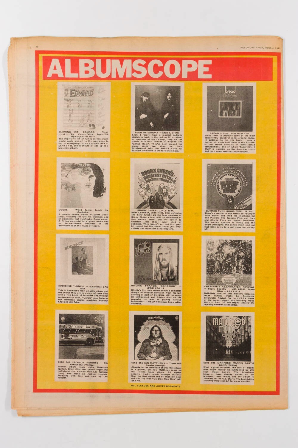 THE SWEET Jimmy Saville MC5 Record Mirror magazine March 1972 Seekers FELICIANO