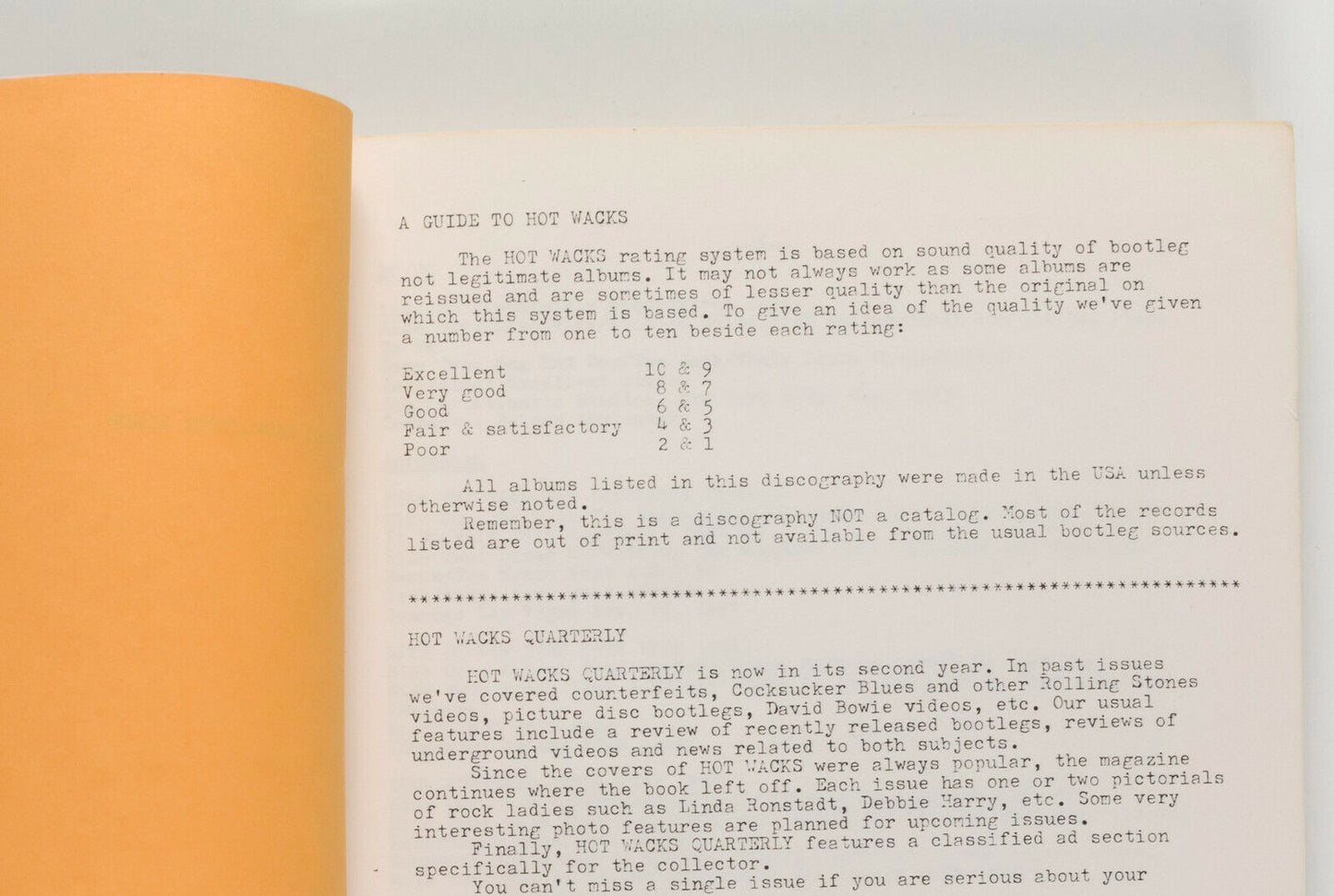 RODNEY BOWES Bootleg listings BOOK magazine HOT WACKS VII No.8 1980 punk HENDRIX