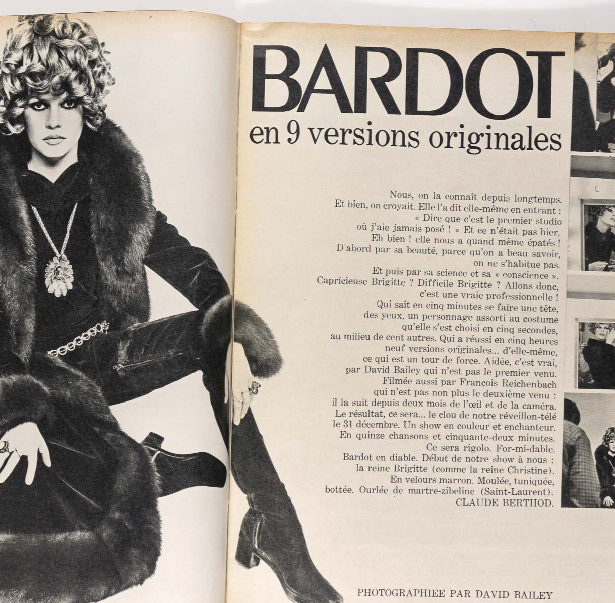 Brigitte Bardot BY David Bailey FRENCH ELLE MAGAZINE December 7 1967 Noel FRANCE