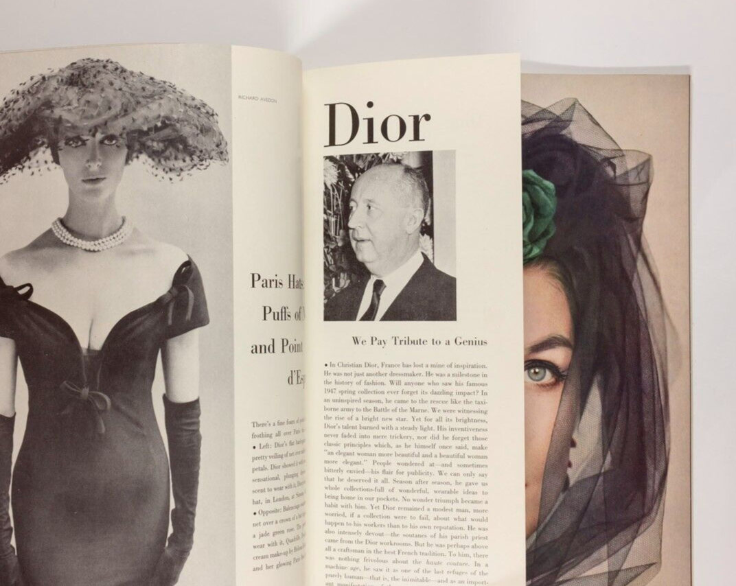 Balenciaga SUZY PARKER Avedon ST MORITZ Christian Dior tribute UK Harpers Bazaar