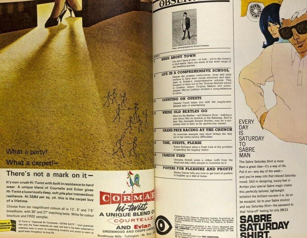 Ringo Starr THE BEATLES Robert Freeman GRAND PRIX Vtg Posters OBSERVER magazine