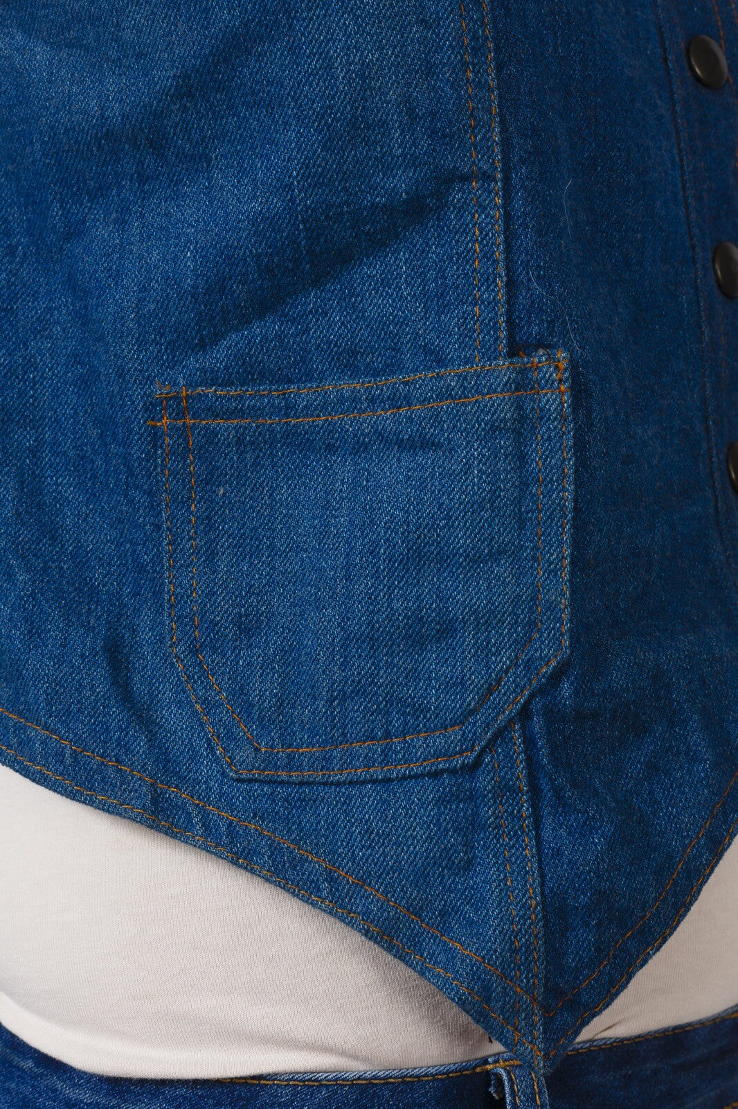 70s Denim waistcoat ROCKER Hippy BOHO studded STITCHED fitted POCKETS Like Chloe